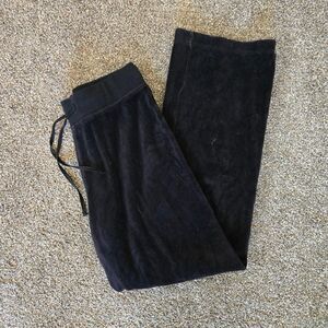 Y2K 2000s Black Velvet Velour Mid Rise Straight Loungewear Sweatpants Small